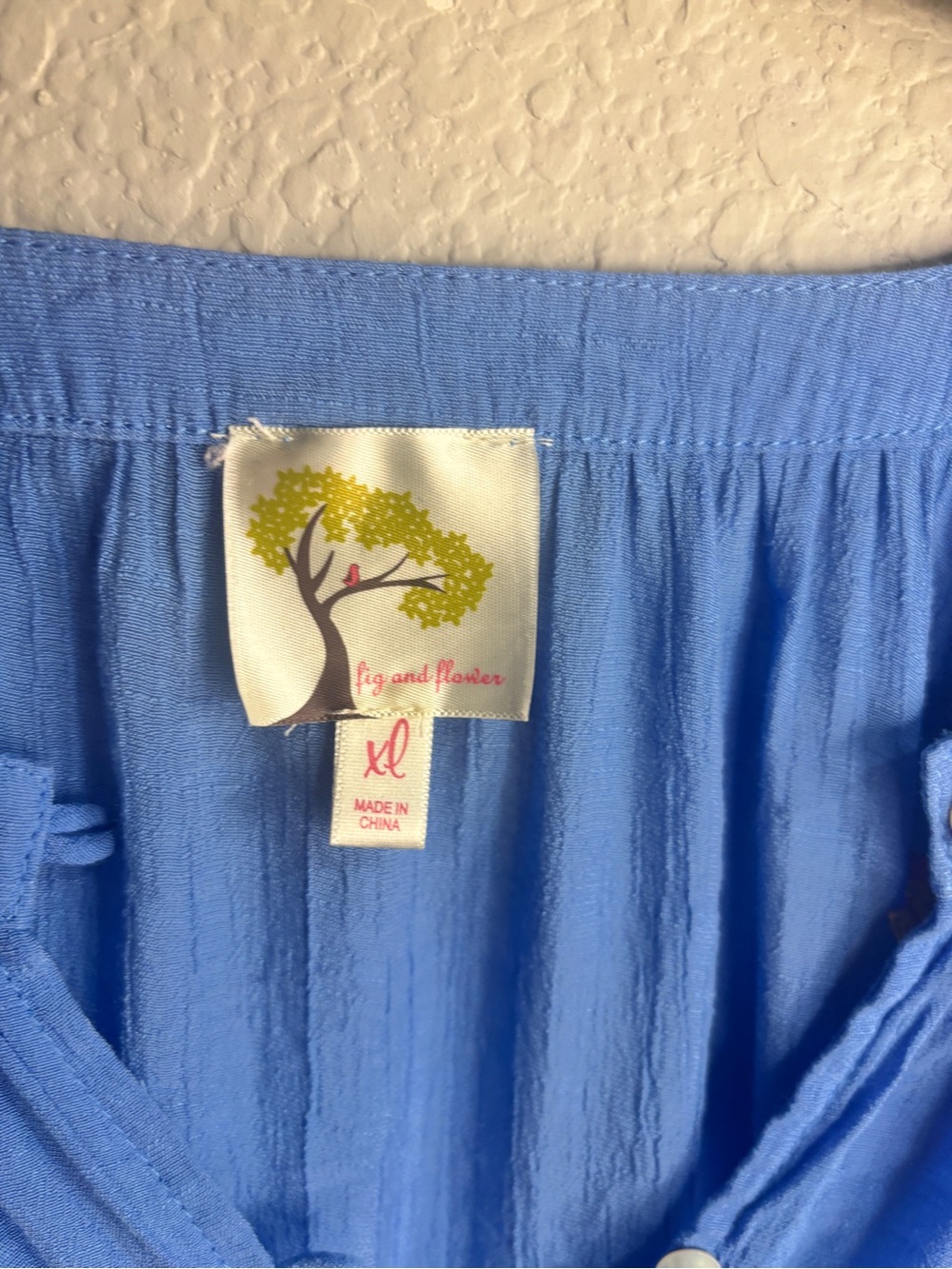 fig and flower Blue Floral Embroidered Button-Down Blouse - Picture 3 of 5